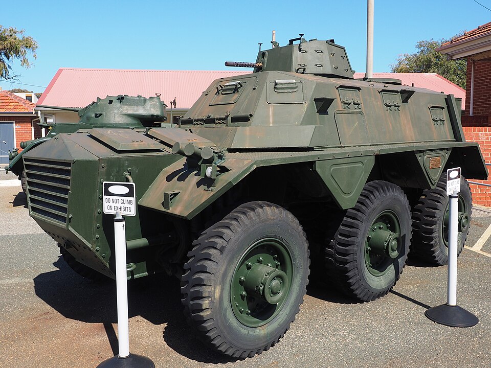 Armoured Saracen vehicle on display at the Army Museum of WA.