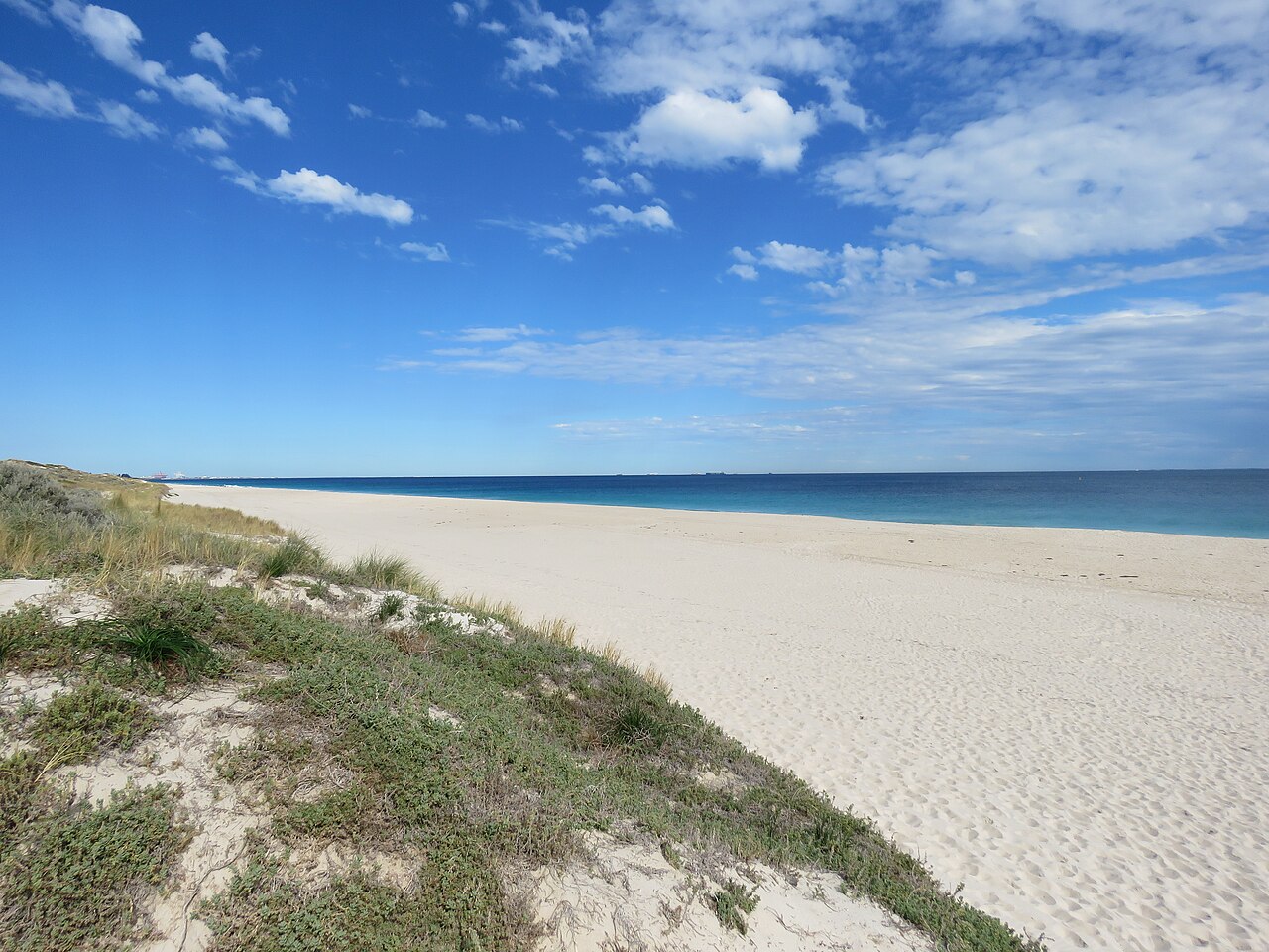 Sand, dune vegetation and the ocean in the City Beach and Floreat Beach precinct.