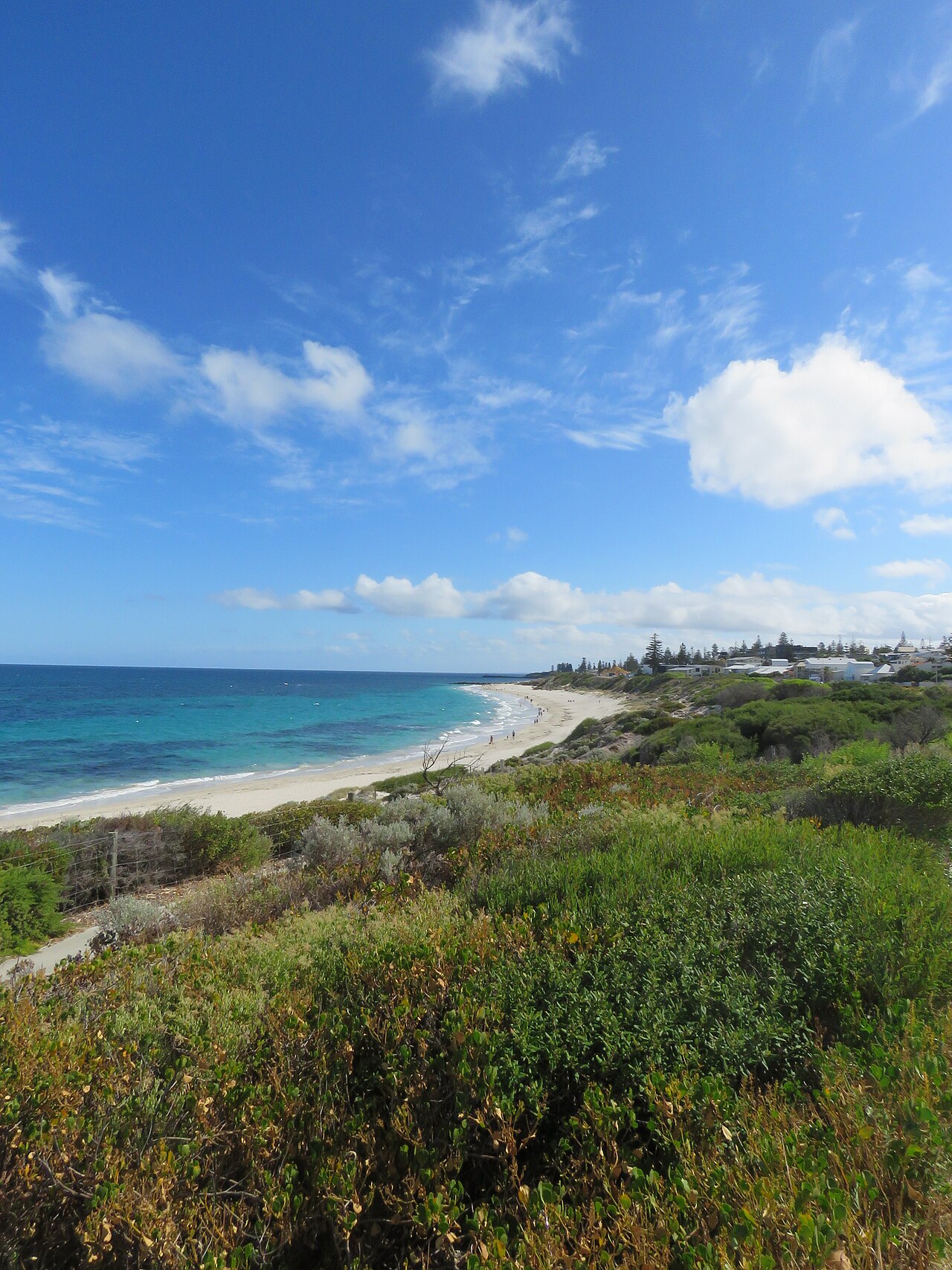 Dunes and sand along southern Cottesloe, looking north towards the main beach.