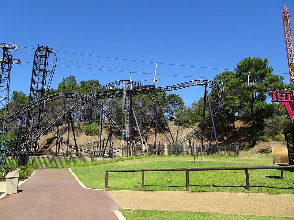 Abyss roller-coaster track at Adventure World.