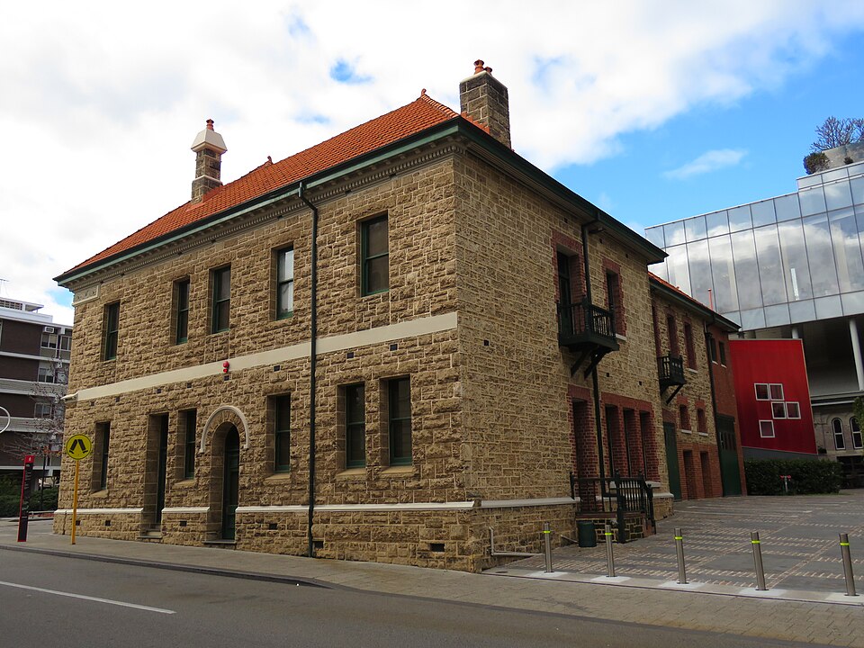 Sandstone exterior of Perth’s Old Central Fire Station.
