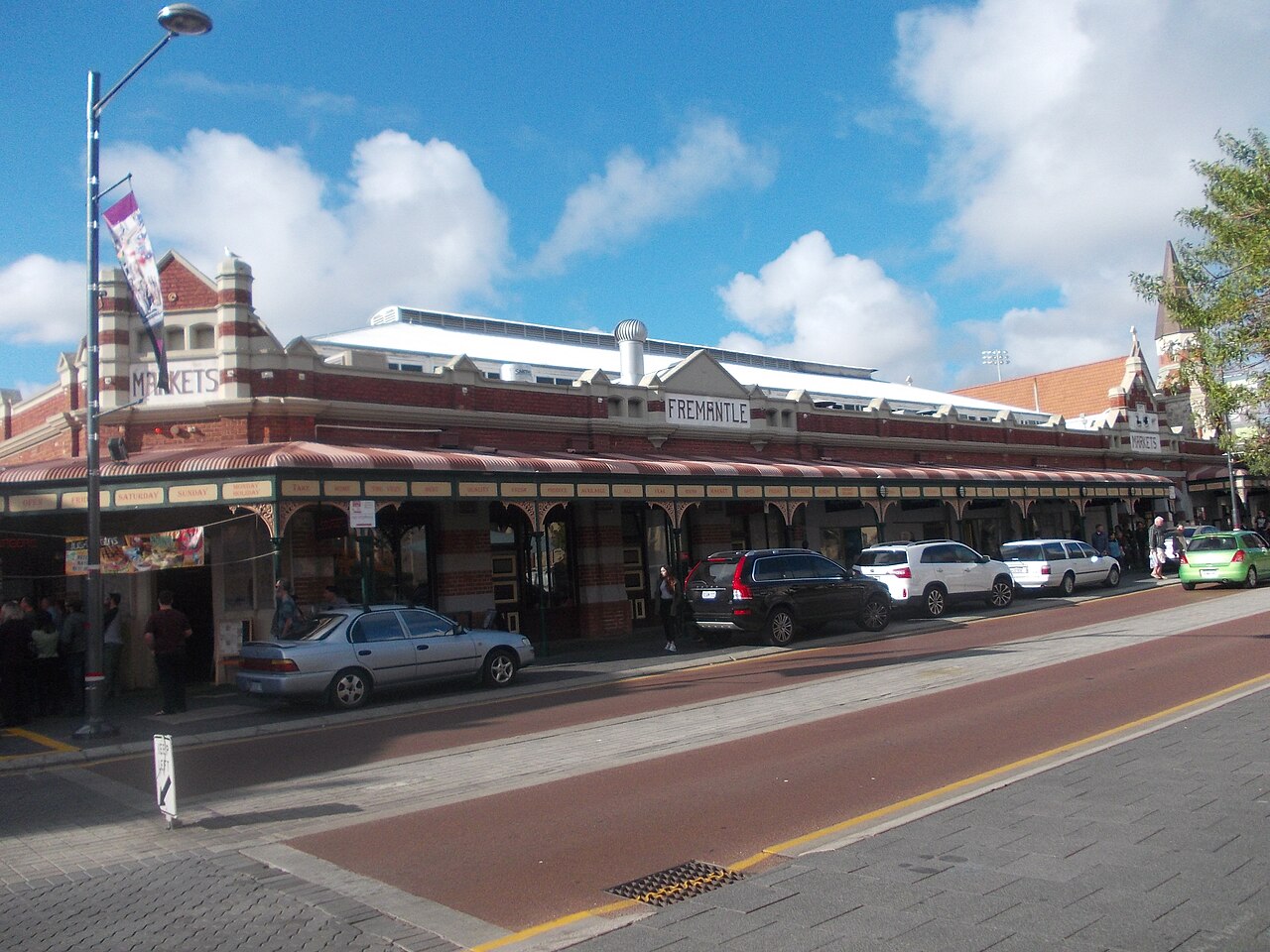 The heritage exterior of Fremantle Markets on South Terrace