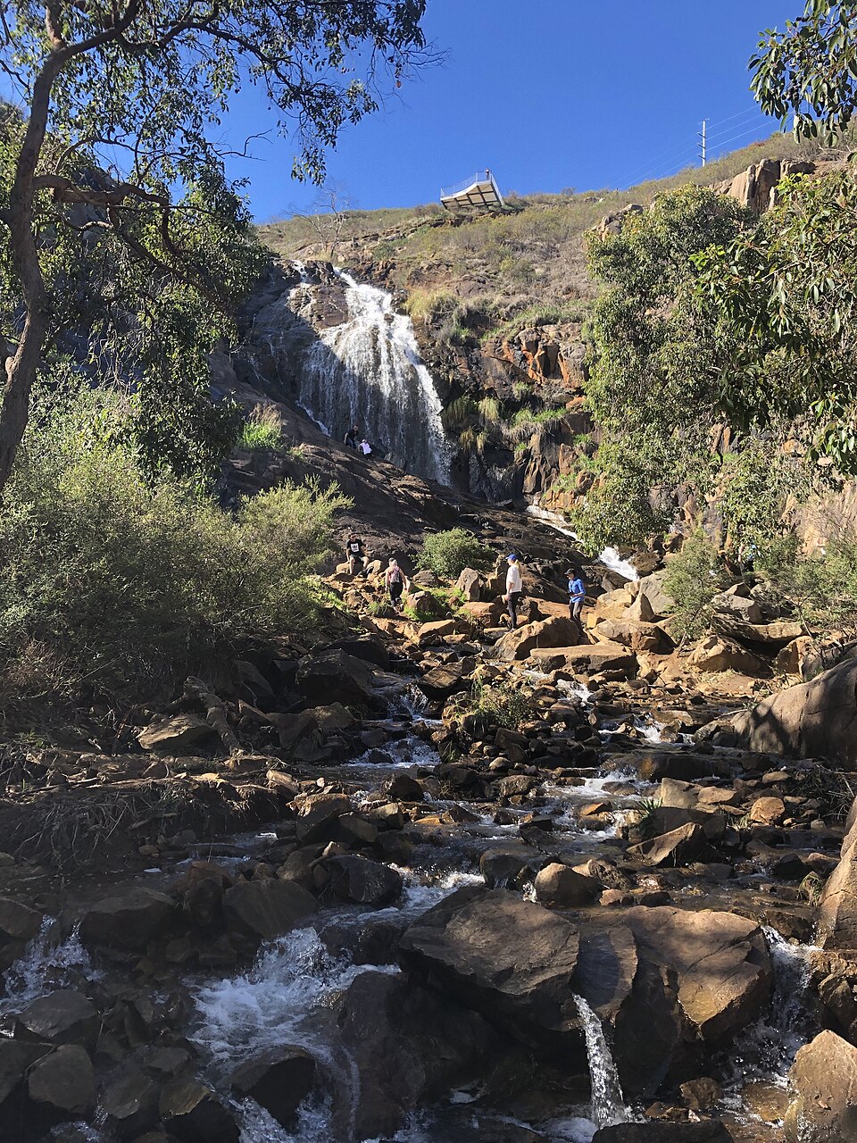Waterfall descending over rock at Lesmurdie Falls