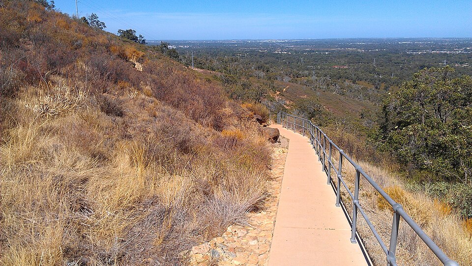 Bushland path and railing in Mundy Regional Park