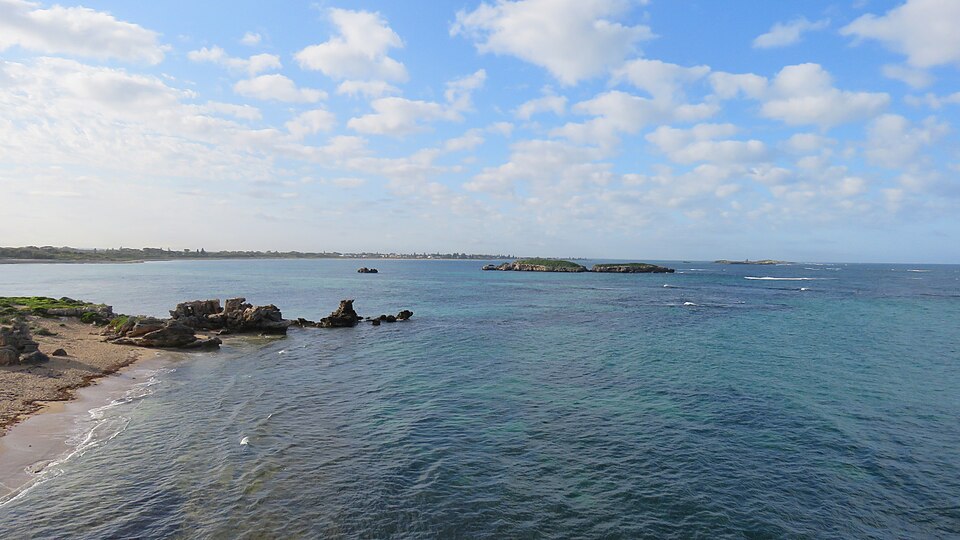 Rocky Shoalwater coast with small islands across the water