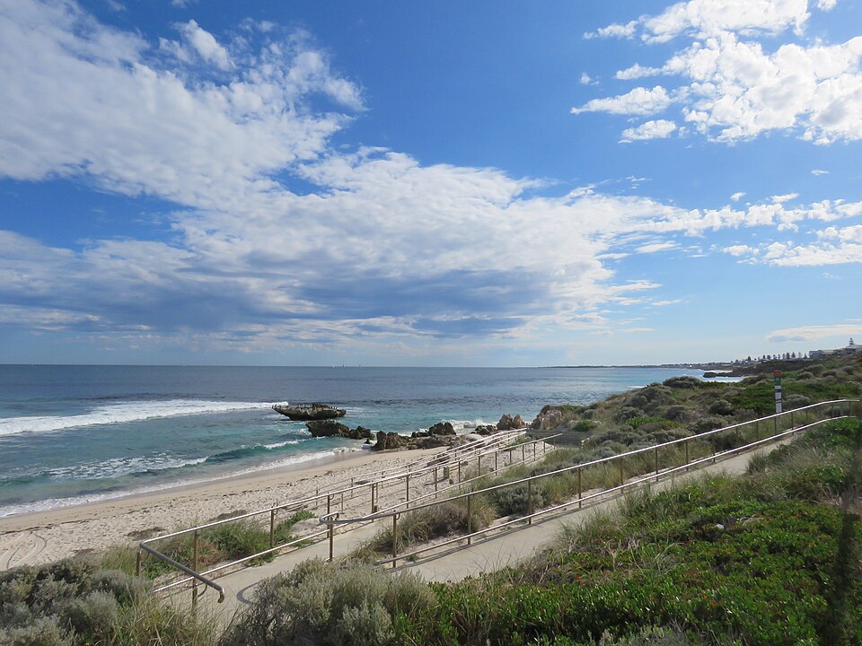 Open sand and Indian Ocean water at Trigg Beach