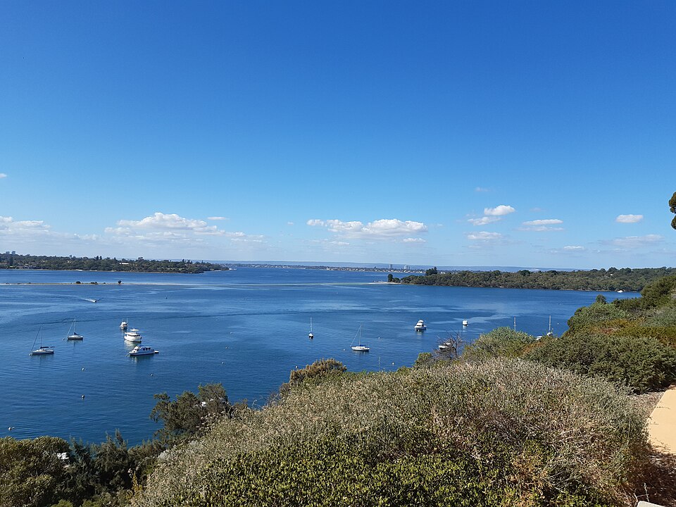 Wide view across the river towards Point Walter